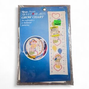 Vintage Vogart Sweethearts Grow Chart Embroidery Kit USA Baby Nursery